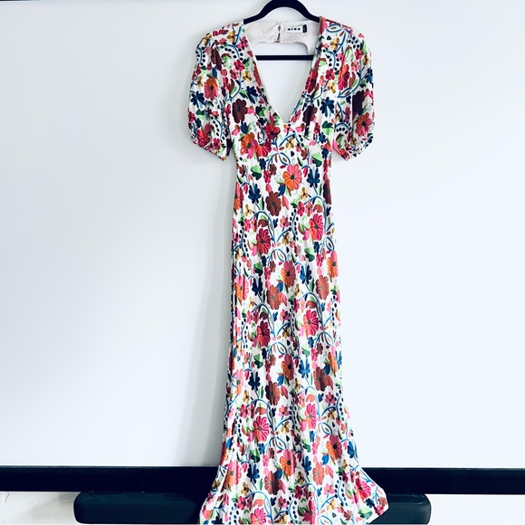 Rixo London Steph Crepe Midi Dress in Bright Floral Print Size Medium - Picture 14 of 16